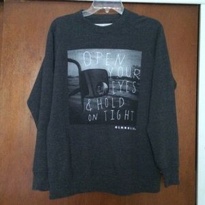 Open your eyes & hold on tight quote crew neck