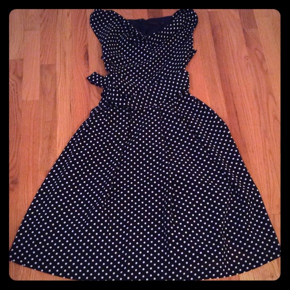 Limited navy blue polka dot dress