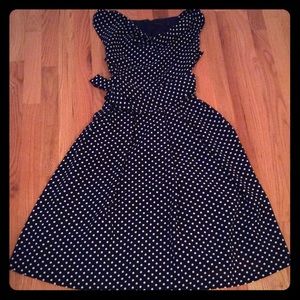 Limited navy blue polka dot dress