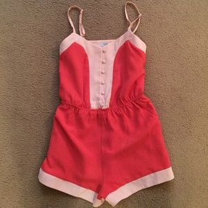 Coral and Light Pink Romper