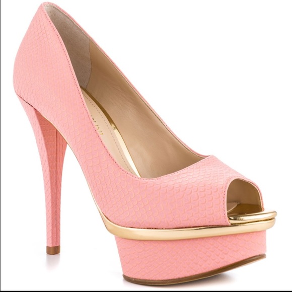 Enzo Angiolini pink snake skin pumps