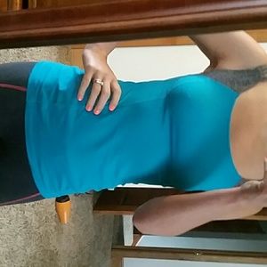 Blue and gray lululemon workout top
