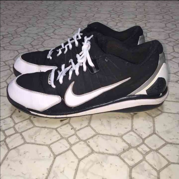 Black and White metal baseball cleats