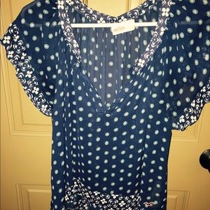 Navy & turquoise sheer top