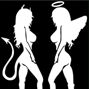 Angel devil girl decal set of 2