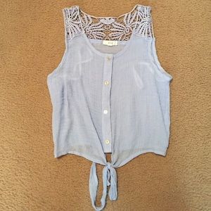 Baby Blue Button Up Crop Top