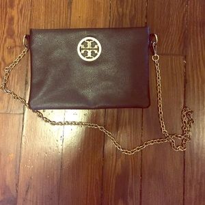 Tory B gold detail cross body black bag