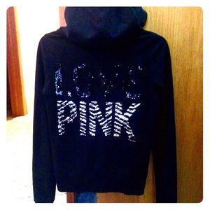 Love Pink Black Sequin Back Jacket