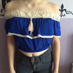 Blue crop with no straps