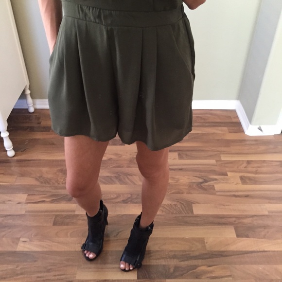 Sold • Olive Green Dressy Romper - Picture 3 of 4