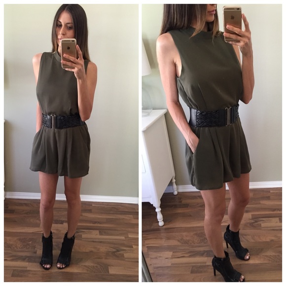 Sold • Olive Green Dressy Romper - Picture 4 of 4