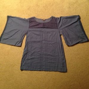 Chambray top with lace detailing