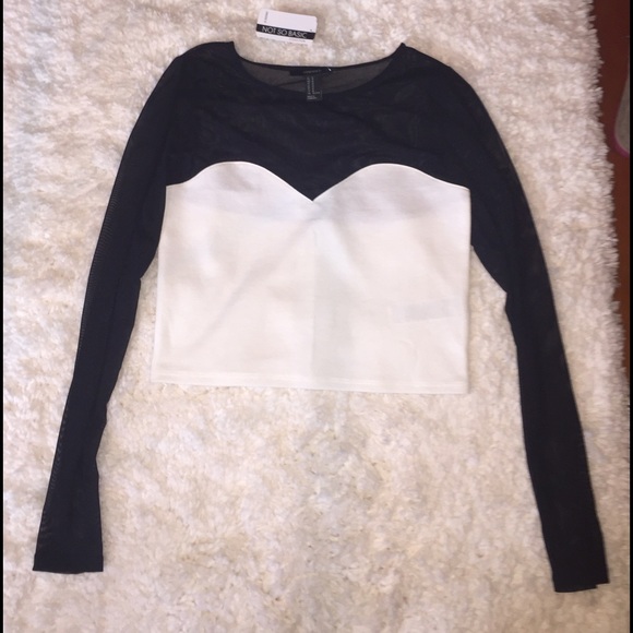 Long Sleeve Mesh Crop Top