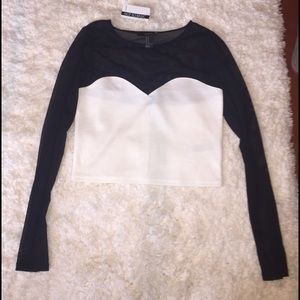 Long Sleeve Mesh Crop Top