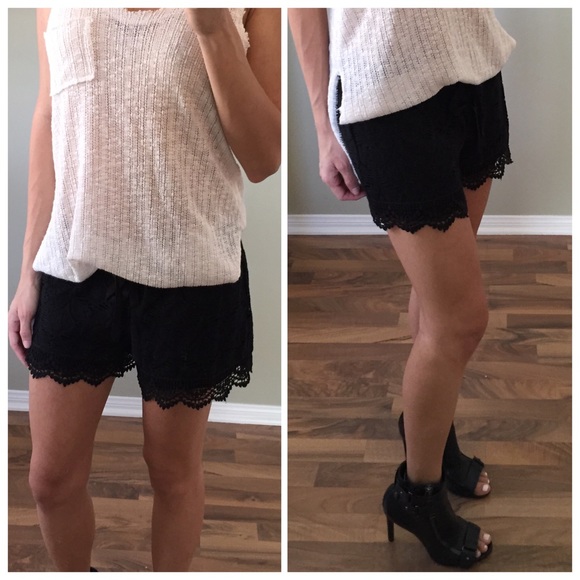 Sold • Beautiful Black Crochet Shorts - Picture 3 of 4