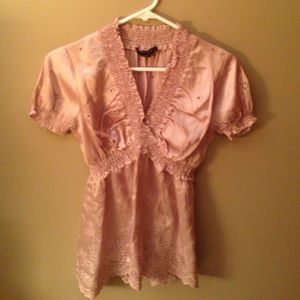 Light orchid 100% silk blouse