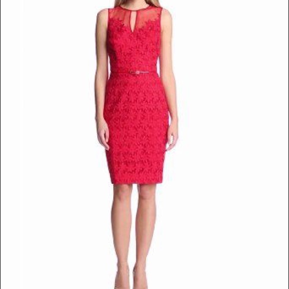Maggy LondonSize 8 red mesh sheath cocktail dress - Picture 4 of 4