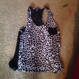 Leopard print laced tank top