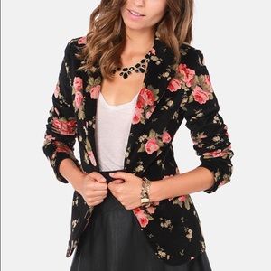 Rhapsody in Bloom Floral Black Velvet Blazer