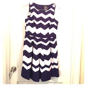 Taylor Fit & Flare Dress - Purple and White