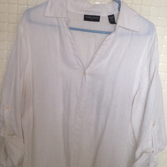 Long linen white button down