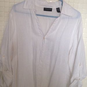 Long linen white button down
