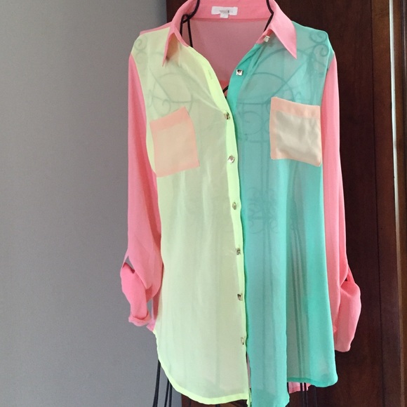 Sheer Colorblock shirt