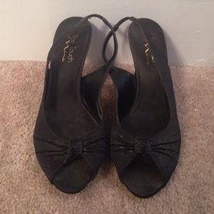 Black Embellished Slingbacks