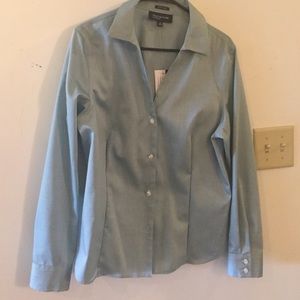 NWT Easy Care Bluish Green Button Down Long Sleeve