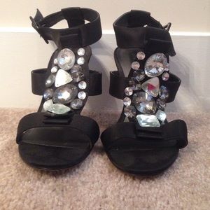 Steve Madden Luxe Black Satin Heels