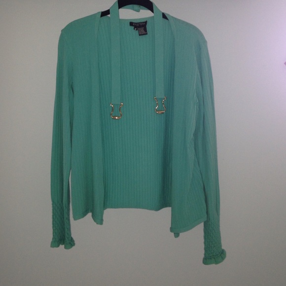 Ribbed green/blue cardigan