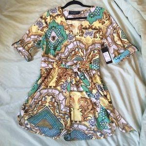 Akira  scarf print wrap romper