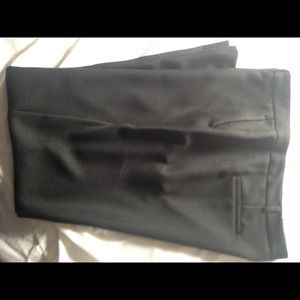 Black basket weave straight leg trousers