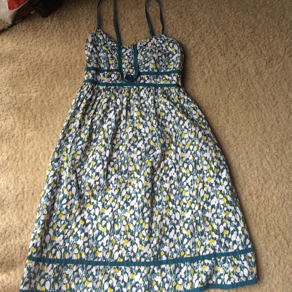 Emmelee anthropologie summer dress green floral