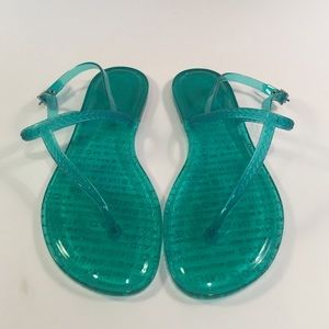 Green jelly sandals