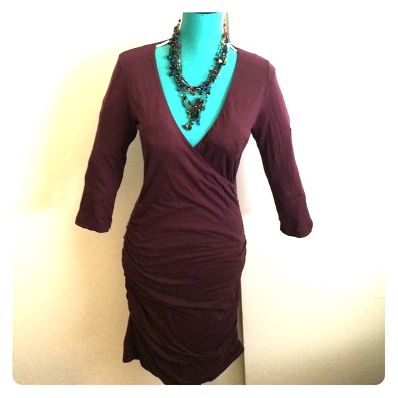 James Perse eggplant colored, ruched dress