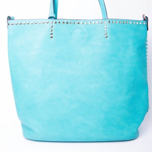 Handbag Republic Handbags - ✨Bundled ✨ NWT Turquoise Studded Tote with Pouch