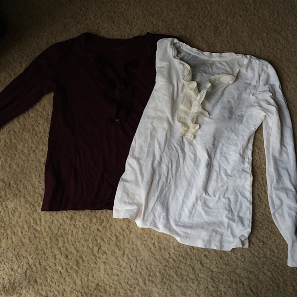 Ann Taylor loft small petite ruffled henleys