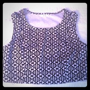 black and white patterned crop top