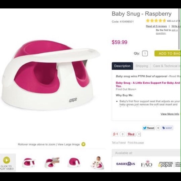Mamas & Papas snug floor baby chair
