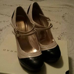 heels black and beige platform