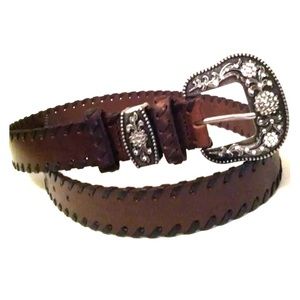 Genuine Leather Belt with Swarovski Rhinestones