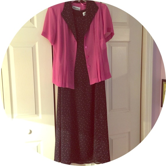 💐Pink & Black Dress & Shaw💐