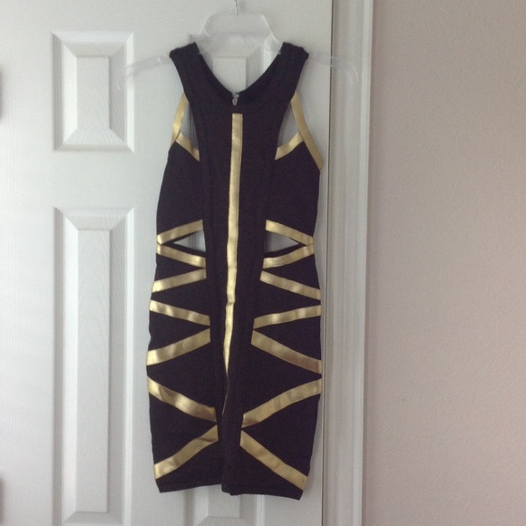 Bebe dress women's gold and black XS