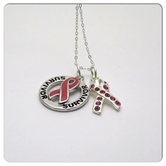 Swarovski Awareness Ribbon Necklace-Breast Cancer