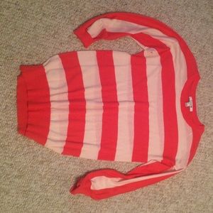 off white and coral striped sweater