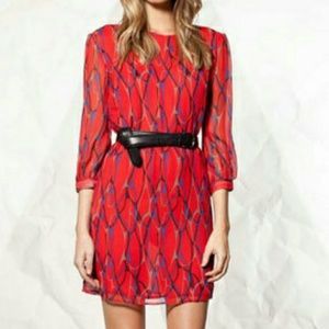 Winter Kate red crinkle chiffon mini dress