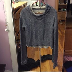 Grayish blue heathered crop sweatshirt