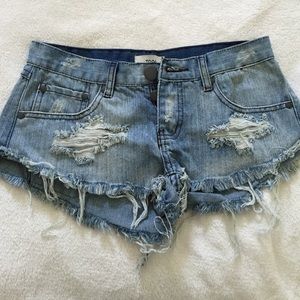 Tobi Destroyed Denim Shorts