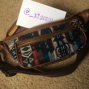 Aztec and leather fanny pack